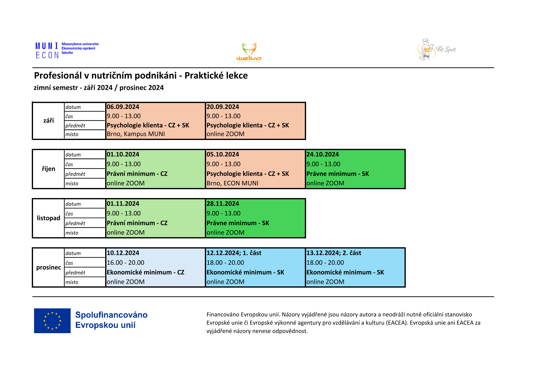 Termíny praktických lekcií_zimný semester